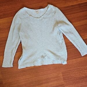 Style & Co. Mint Green V-neck Knit Sweater Hi-low Hem EUC XL